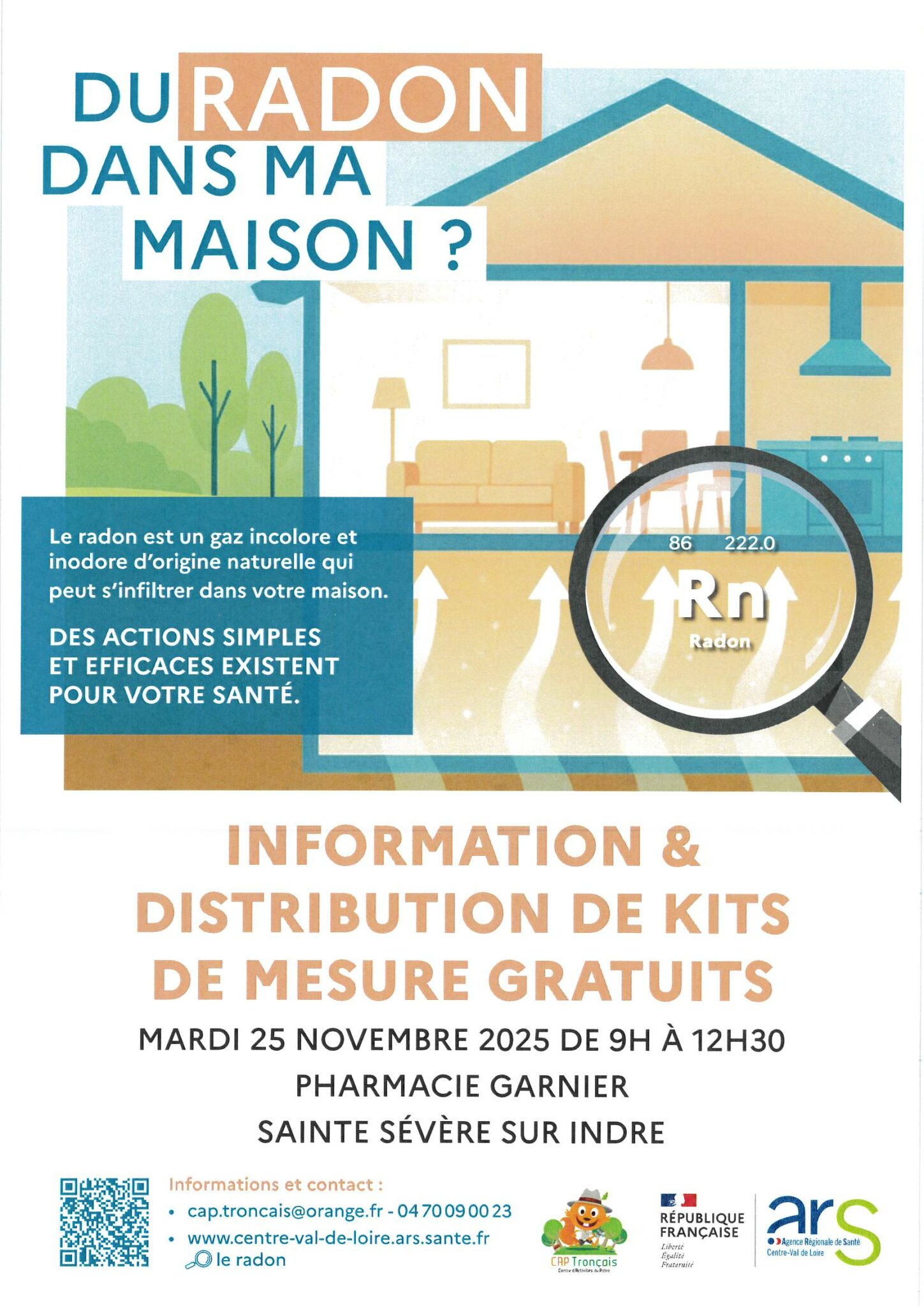 Nouvelle campagne de mesures volontaires de radon dans l’habitat – distribution de kits de mesure mardi 25 novembre à la pharmacie