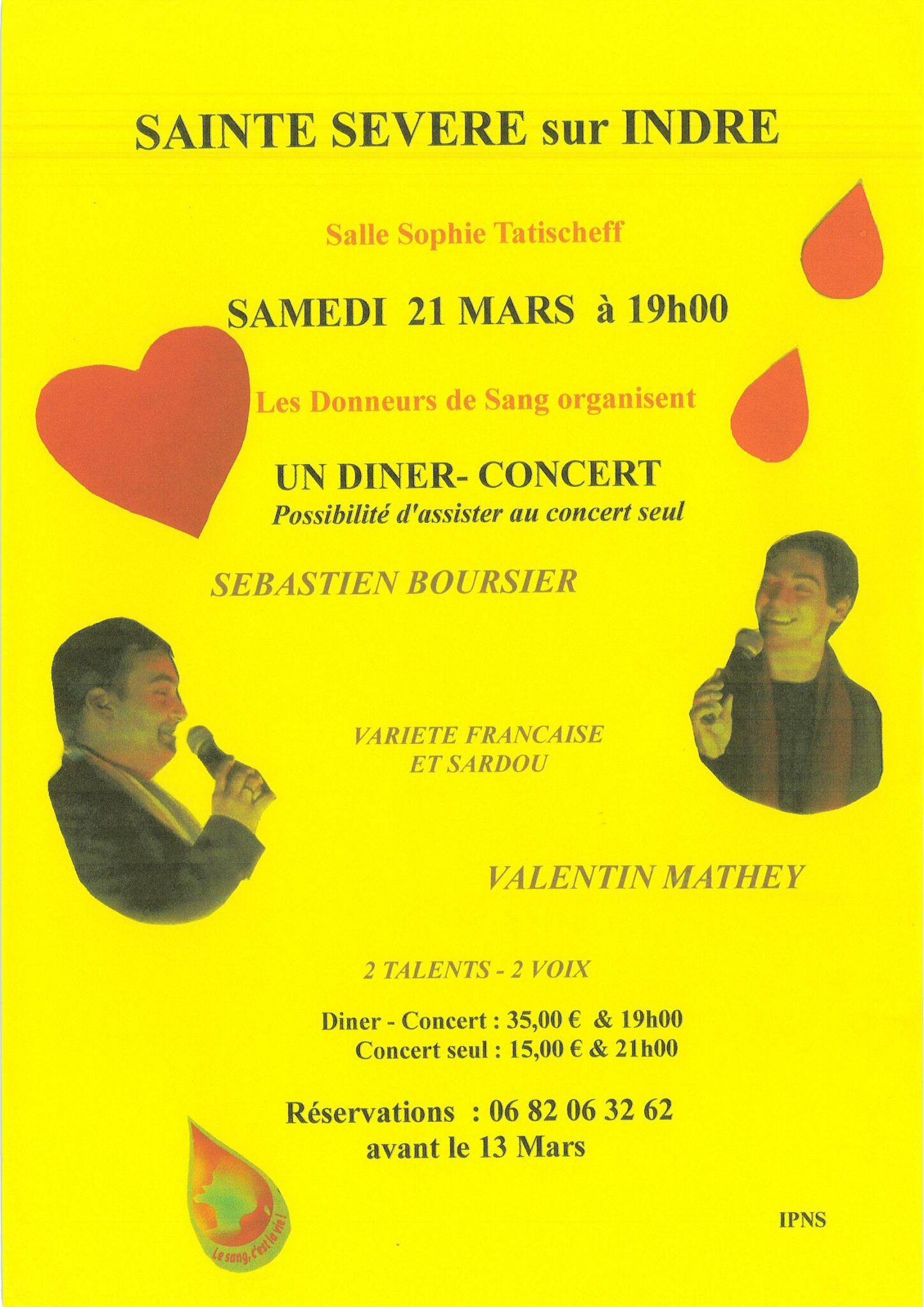 Diner-concert de Sébastien Boursier – samedi 21 mars, à la salle Sophie Tatischeff