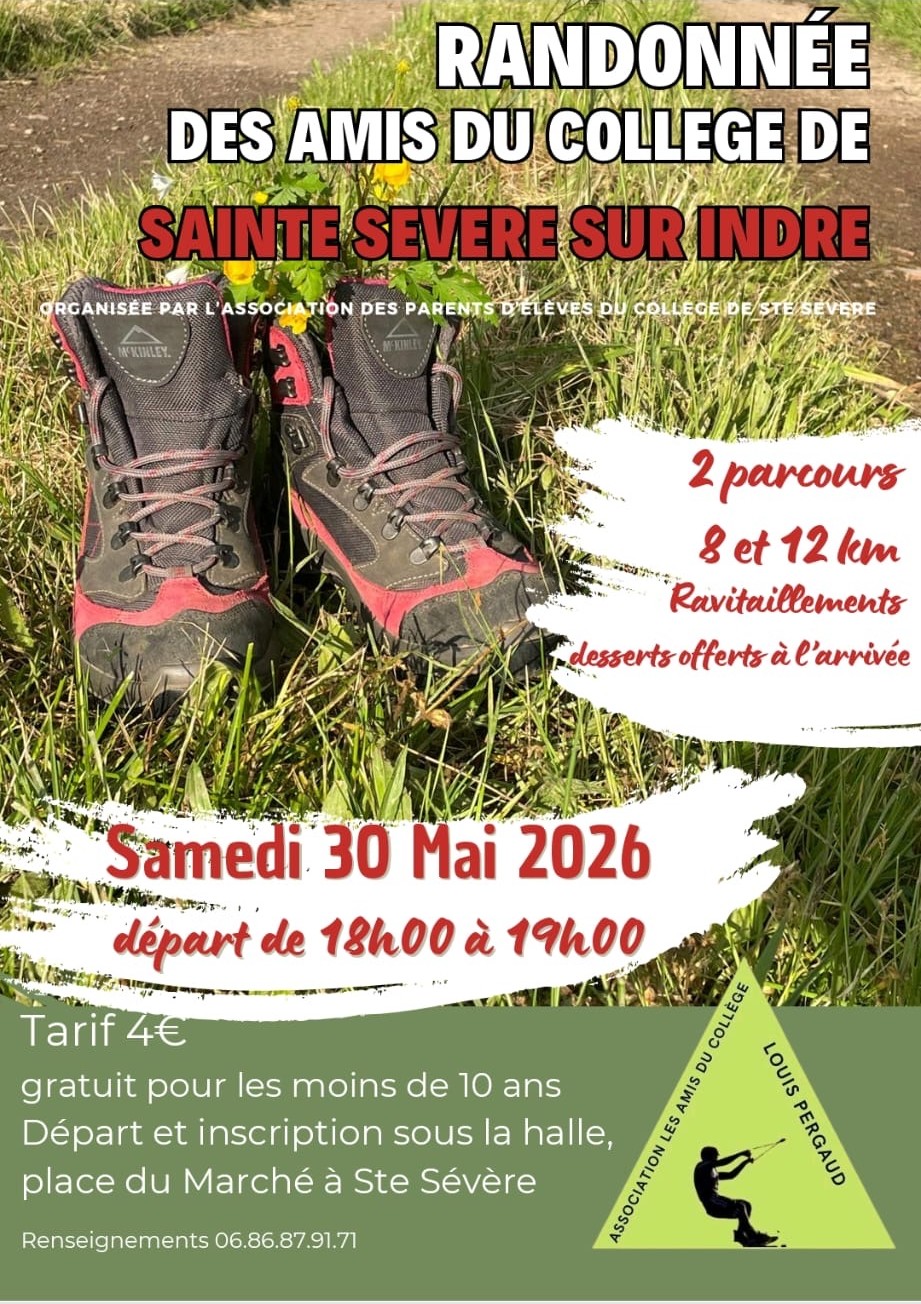 Randonnée pédestre organisée par les Amis du collège, le 30 mai, à partir de 18h